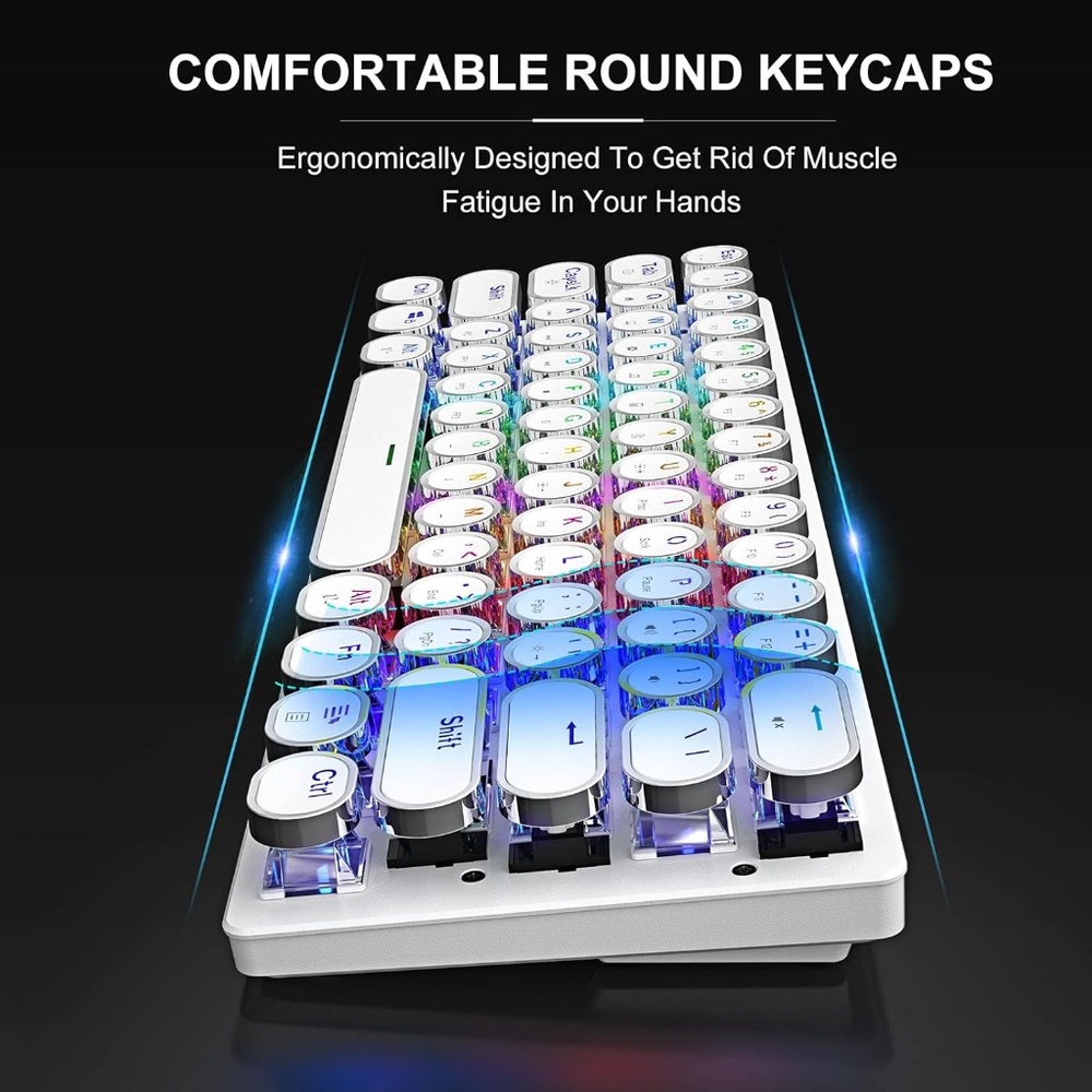 STOGA White Retro RGB Mechanical Keyboard - Picture 9 of 11